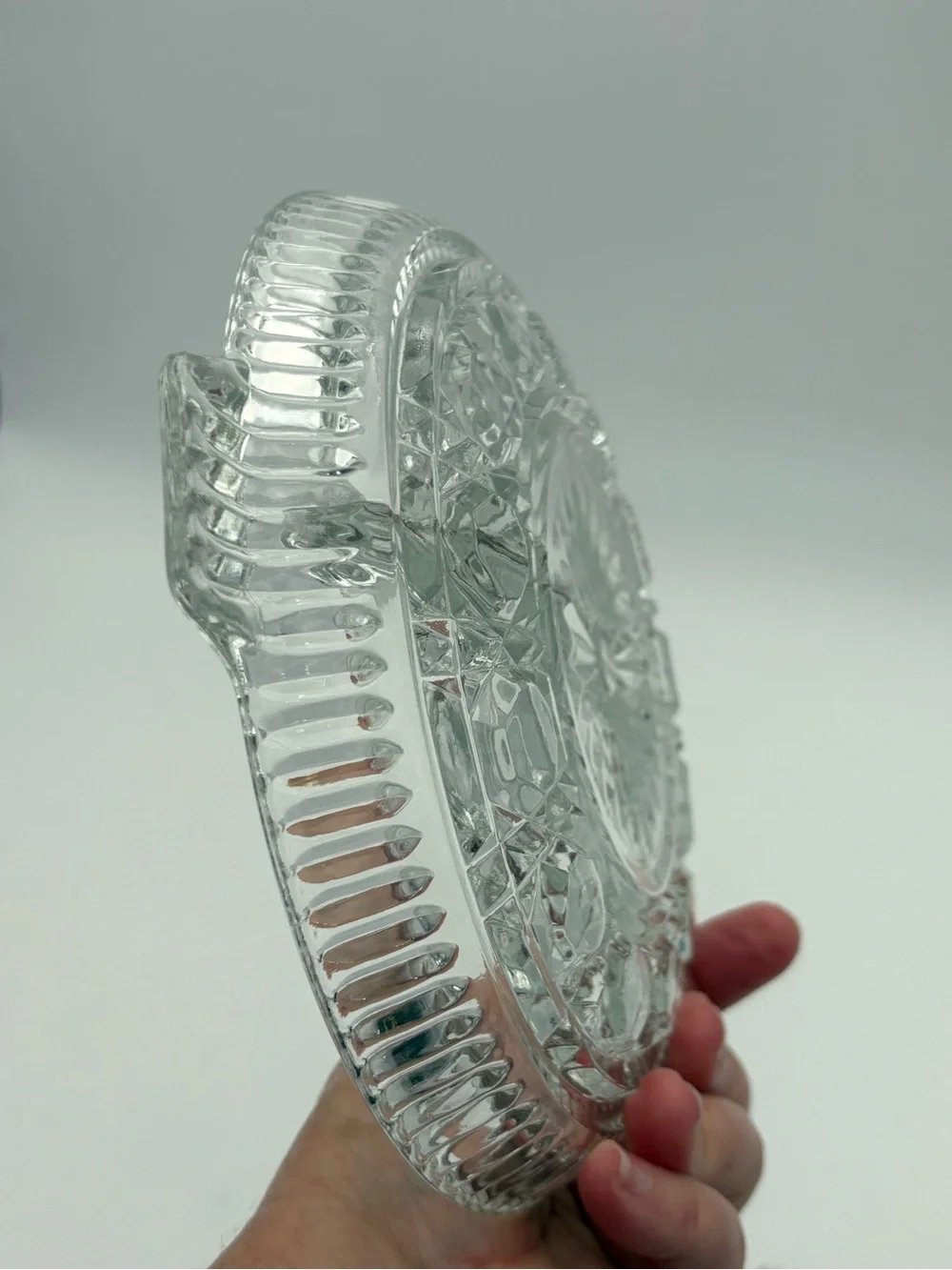 Vintage Federal Glass Windsor Pattern Divided Serving Bowl with Handle - 2 Forks